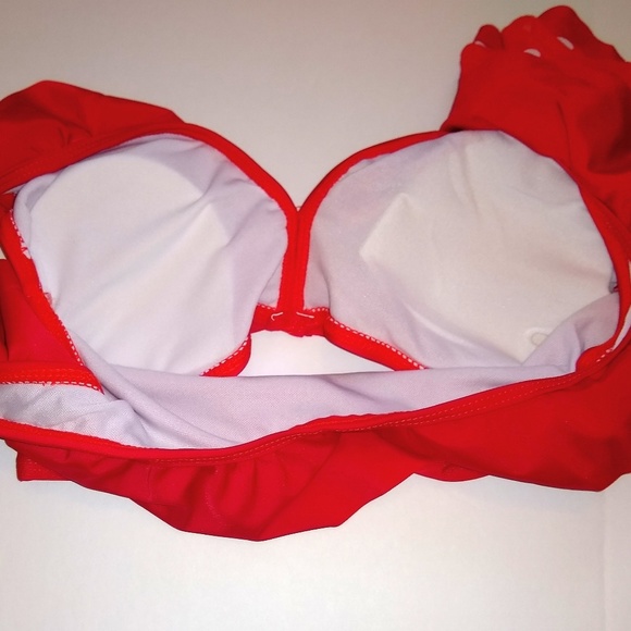 Boutique Red Ruffle High Waist Fashion Swim Suit - Picture 5 of 8